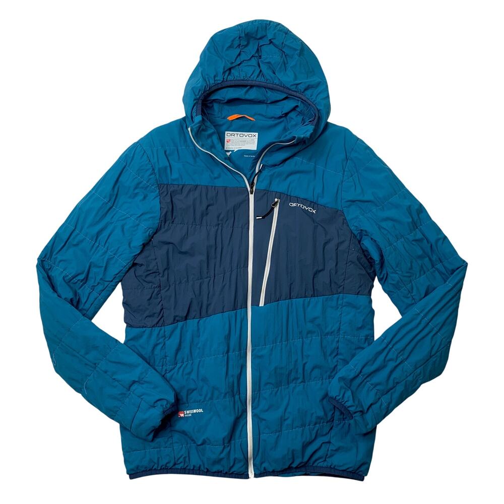 Ortovox Jacket Mens M Medium Teal Swisswool Zebru Full Zip Hooded Wool Insulated